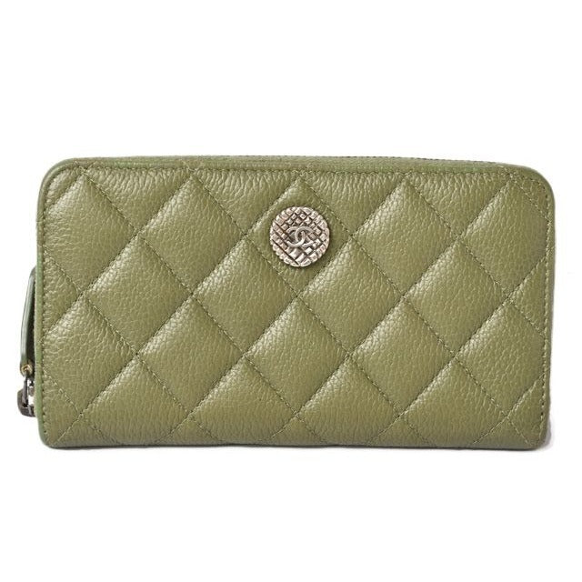 Chanel Wallet Medium Quilted Caviar Leather Moss Green