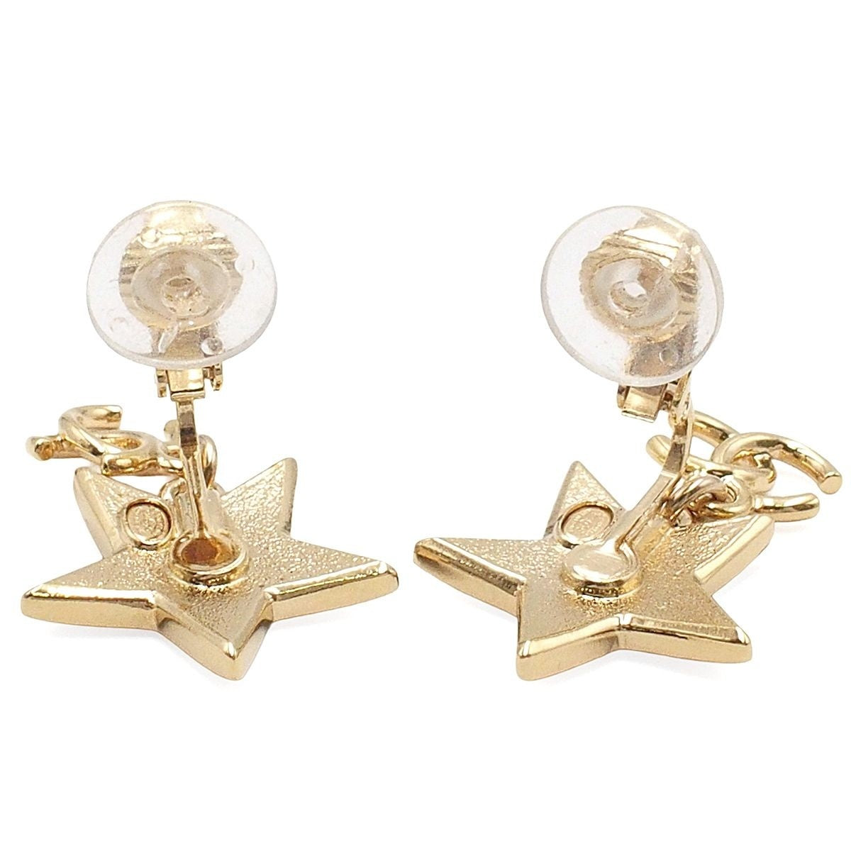 Chanel Swing Earrings Gold Multicolor Metal Resin Star CC Logo — view 4