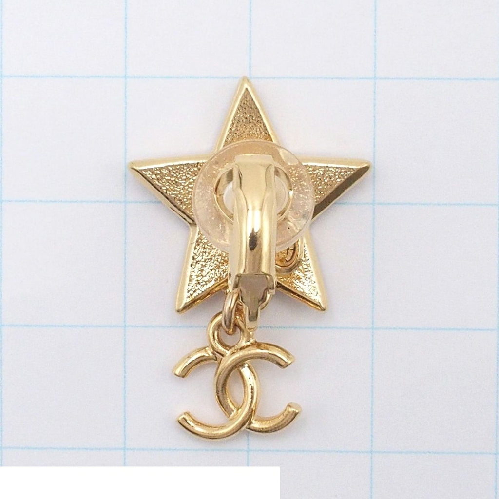 Chanel Swing Earrings Gold Multicolor Metal Resin Star CC Logo — view 8