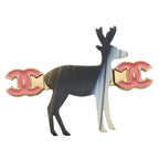 Chanel Brooch Metal Gold Black Pink Reindeer Coco Mark — view 2