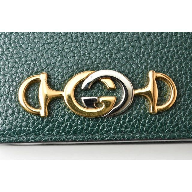 Gucci Mini Wallet Fold Zumi Chain in Dark Green — view 9