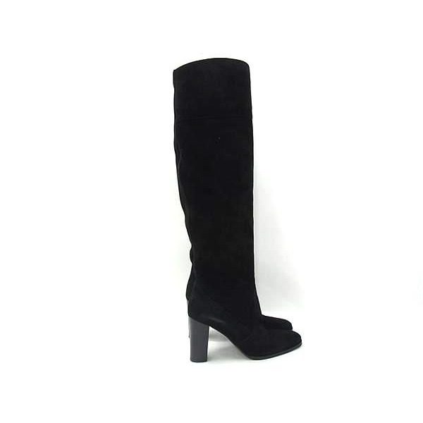 Hermes Suede Heel Long Boots 35.5 Shoes Black — view 2
