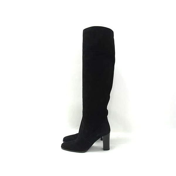 Hermes Suede Heel Long Boots 35.5 Shoes Black — view 3