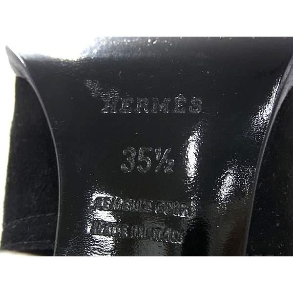 Hermes Suede Heel Long Boots 35.5 Shoes Black — view 5