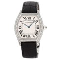Cartier Tortu LM Case Bezel Diamond Watch 18K White Gold Leather