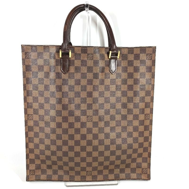 Louis Vuitton Tote Bag Sac Plat Damier Canvas Ebene Brown