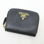 Prada Coin Case Leather Black Gold