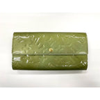 Louis Vuitton Monogram Vernis Portefeuille Sarah Long Wallet Givre Green