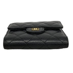 Chanel Trifold Wallet Quilted Caviar Leather Black Gold — view 2