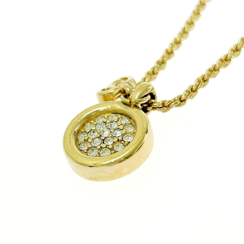 Christian Dior GP Rhinestone CD Logo Necklace Gold — view 4