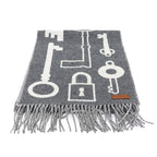 Hermes Hermrs Cashmere Muffler Kazak Keys Collection 100% Gray Key Scarf