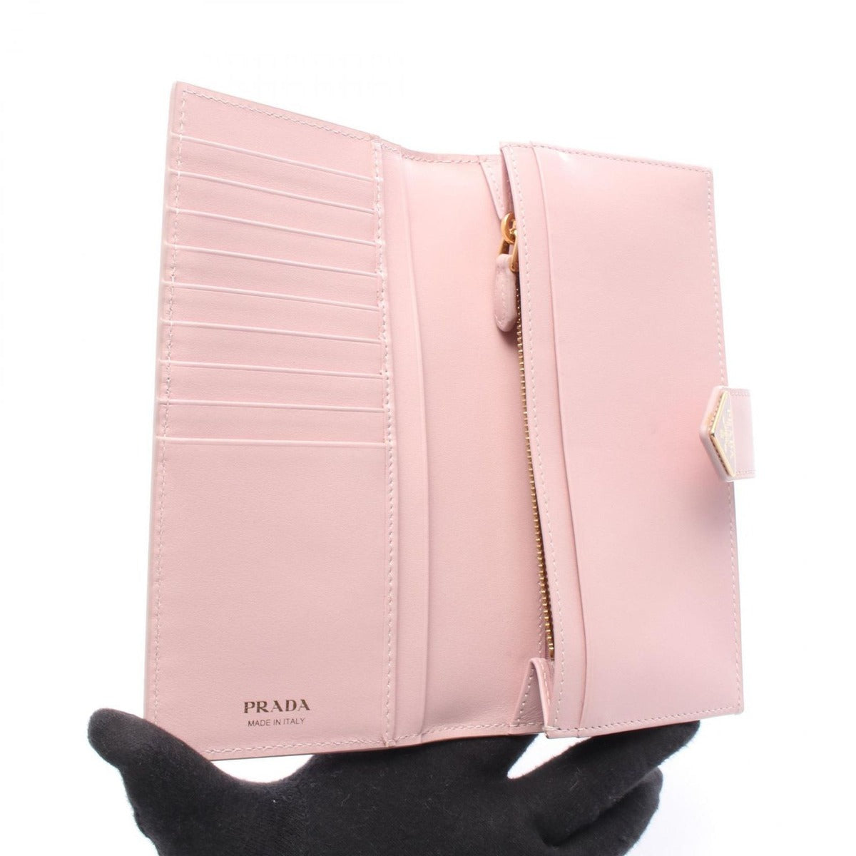 Prada Bifold Wallet Saffiano Tab Triangle Logo Light Pink — view 3