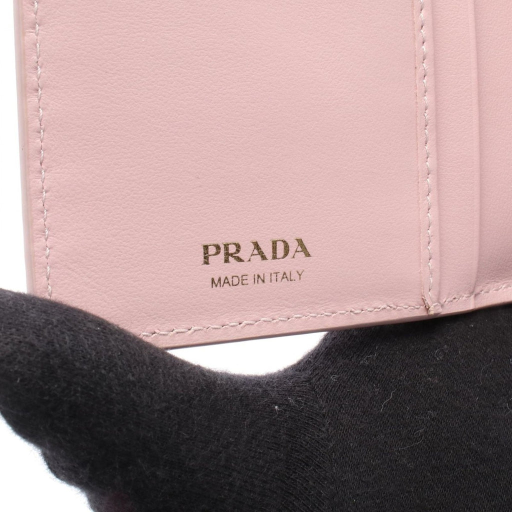 Prada Bifold Wallet Saffiano Tab Triangle Logo Light Pink — view 4