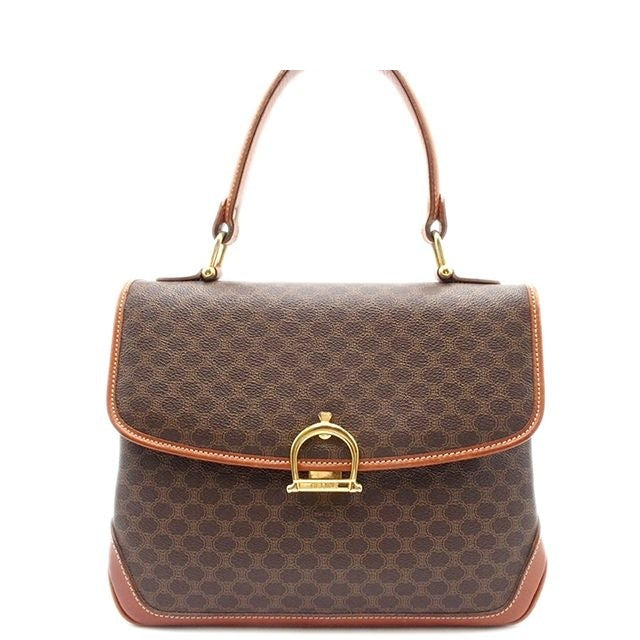 Celine Macadam Pattern Top Hand Brown Vintage Handbag