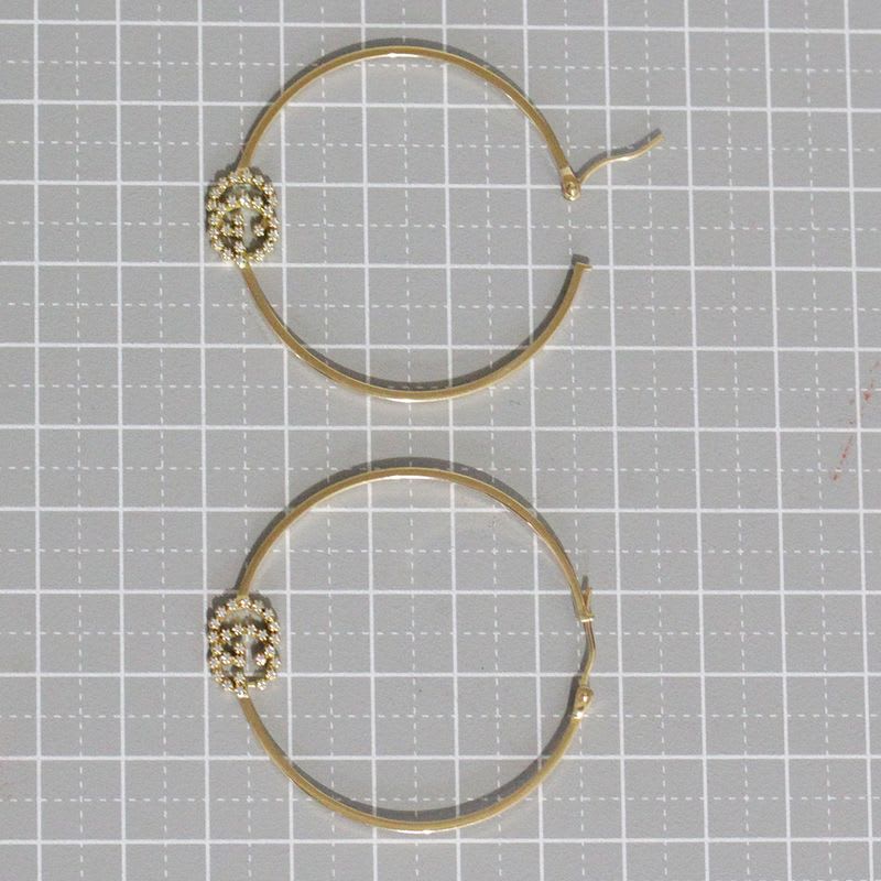 Gucci Diamond Hoop GG Earrings AU 750 18KY Box E1779 — view 8