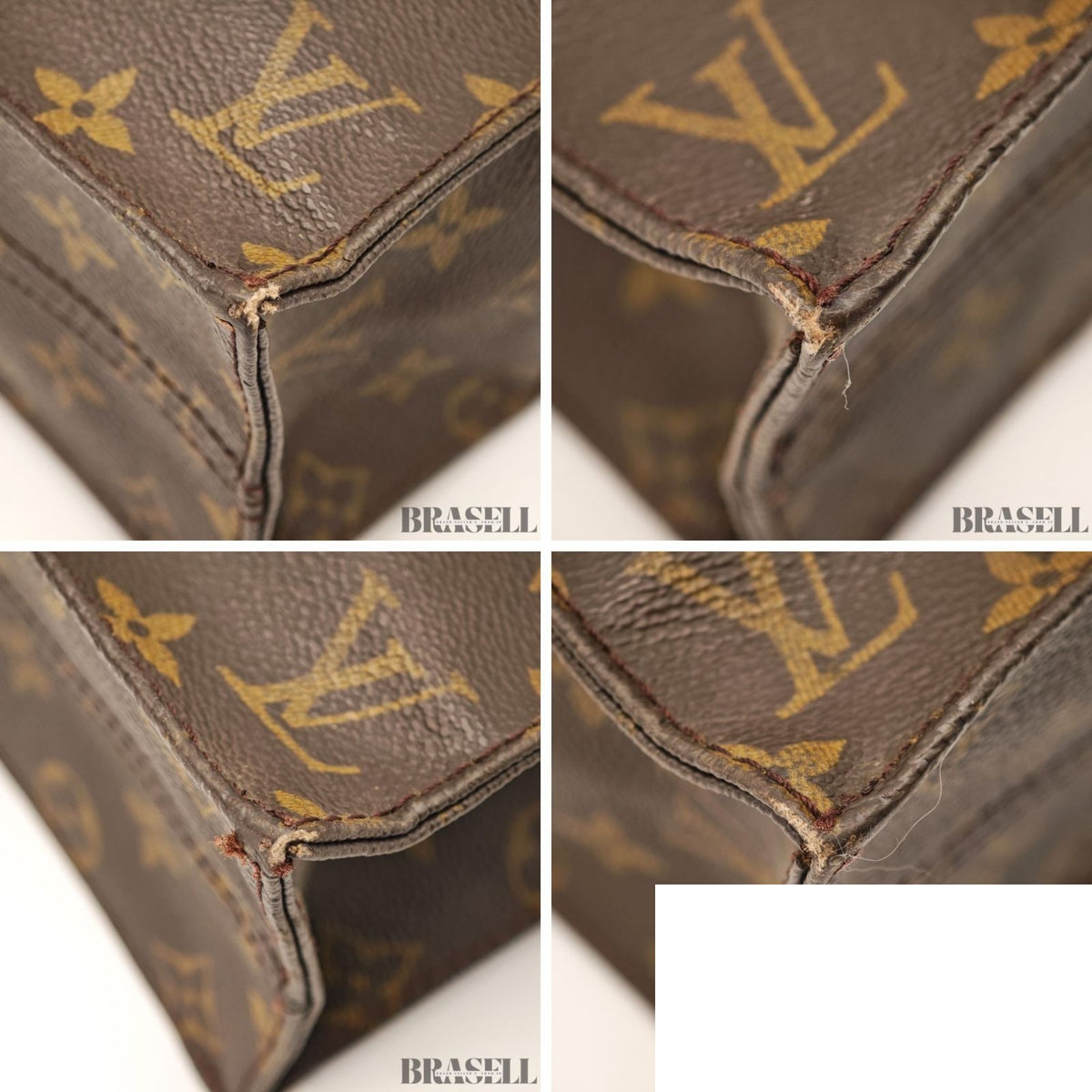 Louis Vuitton Sac Plat Bag Monogram Handbag Vertical Brown — view 7