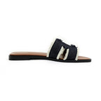 Hermes Oran Fringe BL Denim Navy Brown 36 Sandals Shoes — view 2