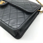 Chanel CC Logo Quilted Lambskin Push Lock Chain Shoulder Bag Black — view 4