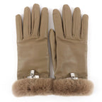 Hermes Princess Agneau Milo Lambskin Mink Etoupe Silver Kelly Gloves — view 3