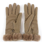 Hermes Princess Agneau Milo Lambskin Mink Etoupe Silver Kelly Gloves — view 4