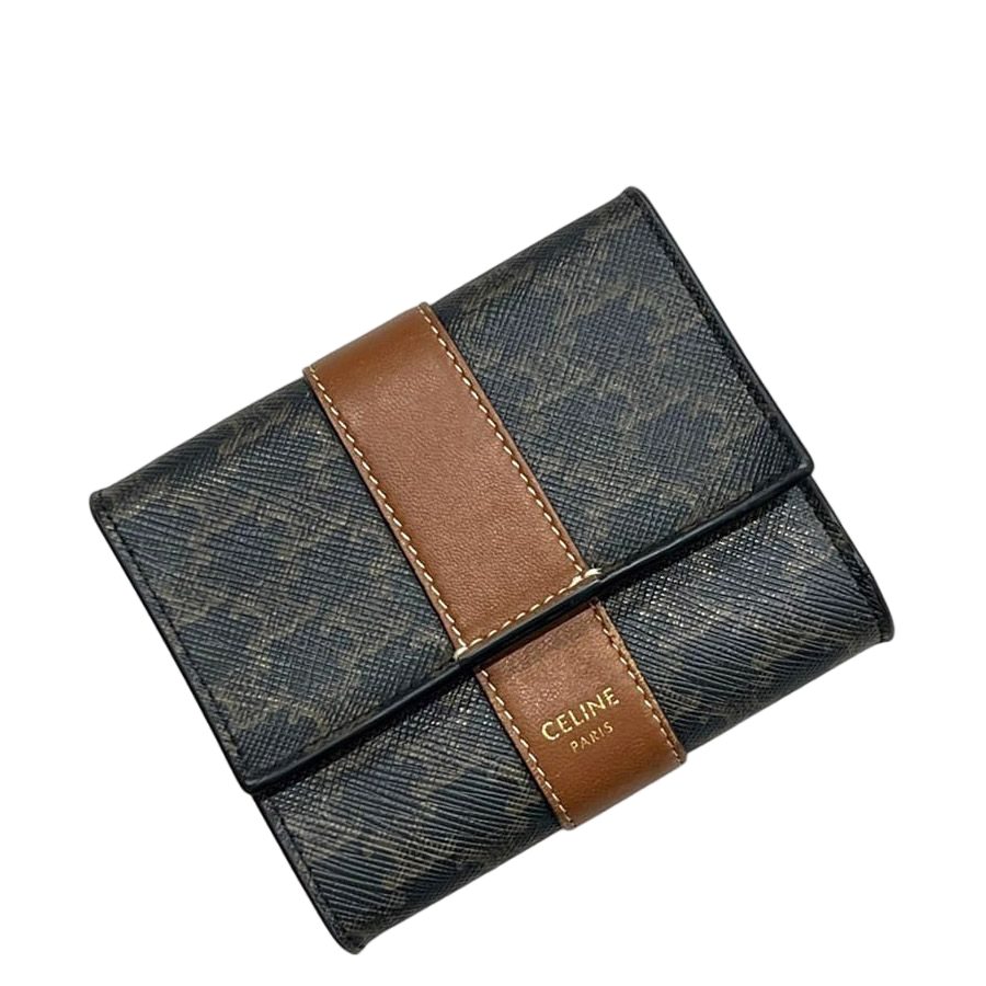 Celine Trifold Wallet Black Brown Macadam