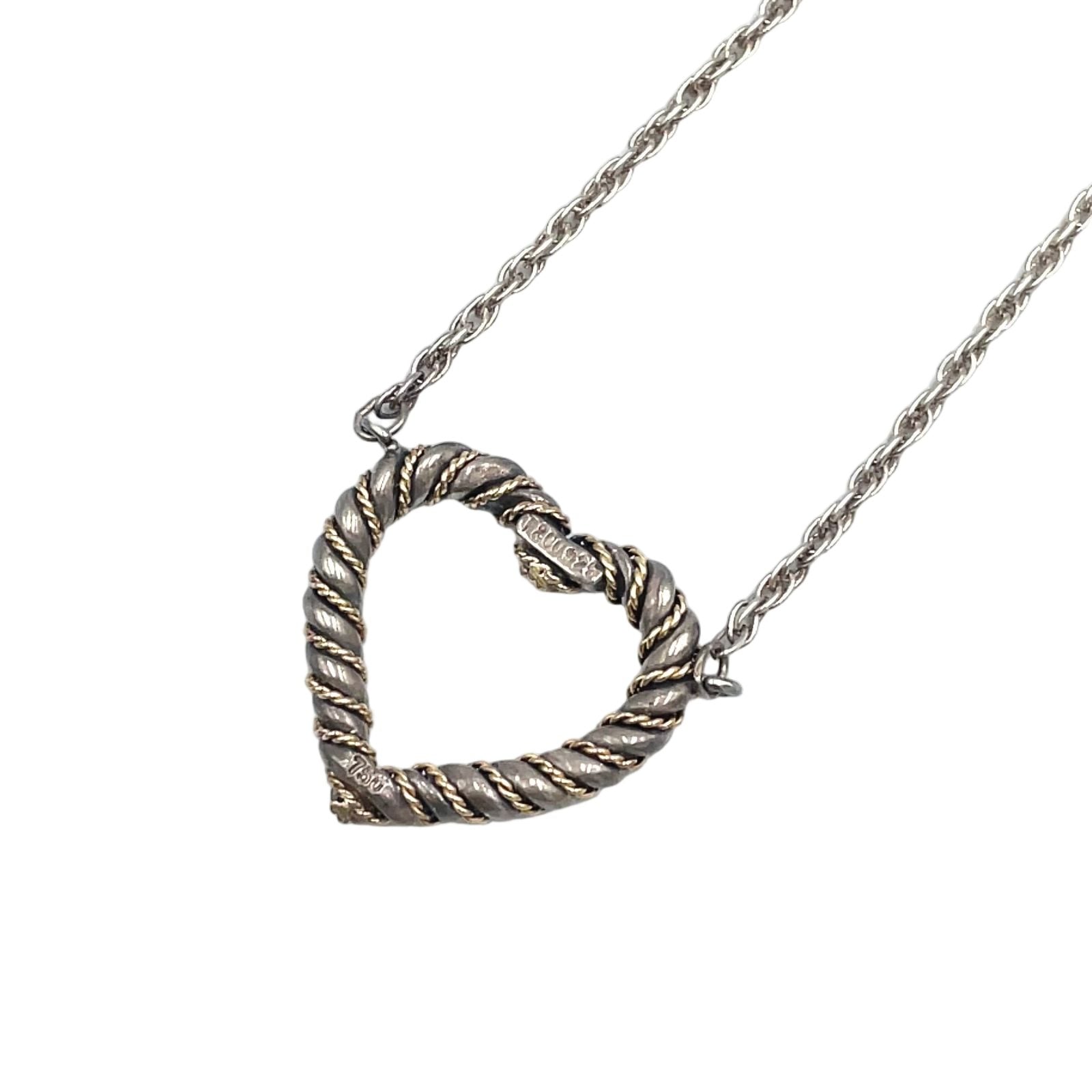 Tiffany & Co Twist Heart Yellow Gold Silver Necklace — view 2