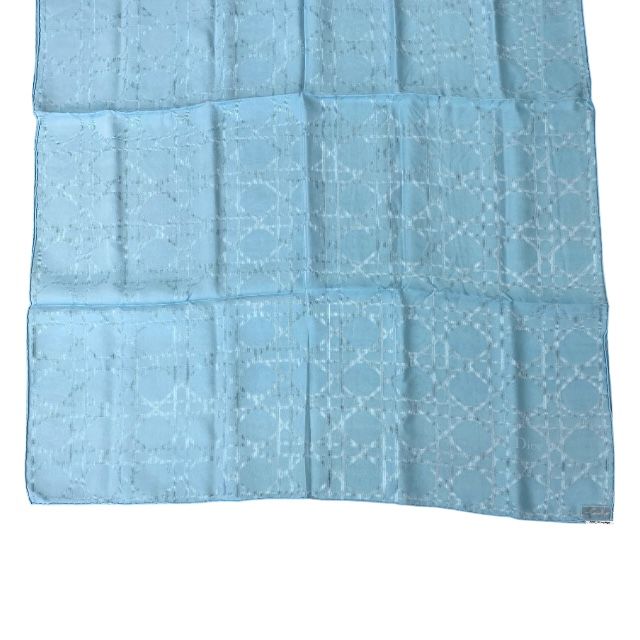 Christian Dior I631 Cannage Jacquard Stole Silk Large Light Blue Shawl — view 7