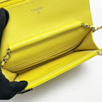 Chanel Quilted Ap0250 Yellow Chain Wallet Shoulder Bag Caviar Leather — view 5