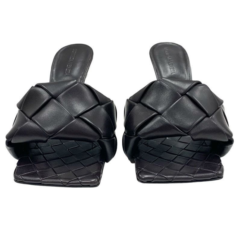 Bottega Veneta Lido Sandals Shoes Leather Dark Brown Mules Intrecciato — view 2