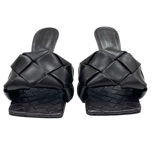 Bottega Veneta Lido Sandals Shoes Leather Dark Brown Mules Intrecciato — view 2