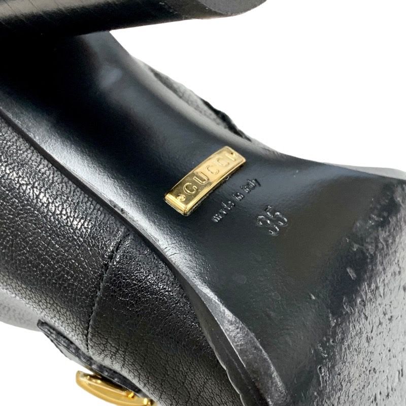 Gucci Boots Short Shoes Chain Belt Leather Black — view 9