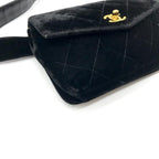 Chanel CC Logo Velour Quilted Waist Pouch Black — view 5