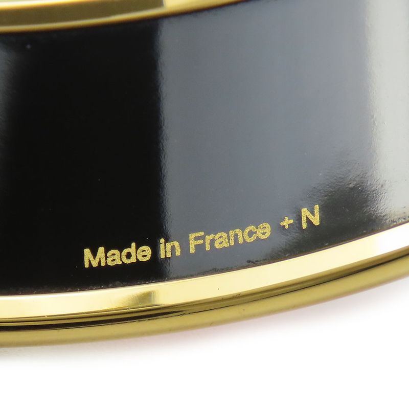 Hermes Bangle Emile GM Metal Cloisonne Orange Carved Gold Hardware Bracelet — view 8