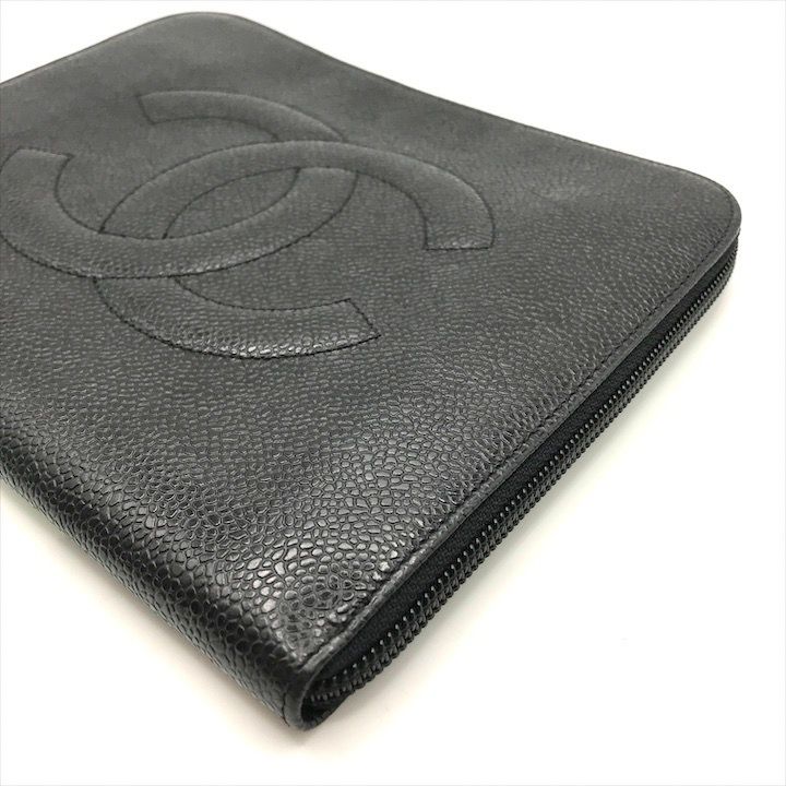 Chanel CC Logo Caviar Leather Mini Pouch Second Black — view 4