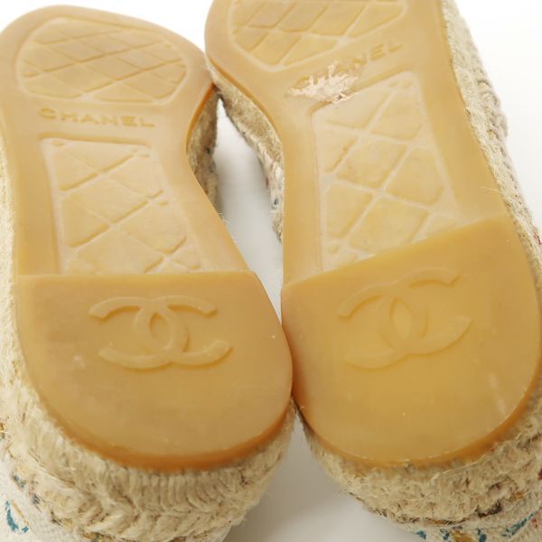 Chanel Espadrilles Linen 39 Hemp Logo Slip-on Flat Shoes — view 8