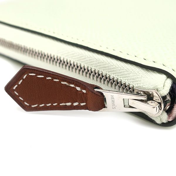 Hermes Long Azap Silk Inn Vaux Epson Vert Fizz Silver Hardware — view 6