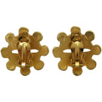 Chanel Vintage Coco Mark Flower Metal Gold Earrings 0147 — view 3