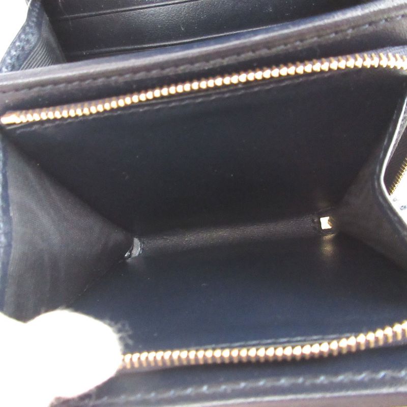 Gucci Horsebit Canvas Leather Beige Navy Blue Bifold Wallet 0437 — view 5