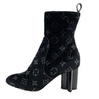 Louis Vuitton Silhouette Line Boots Short Shoes Velor Black Monogram — view 3