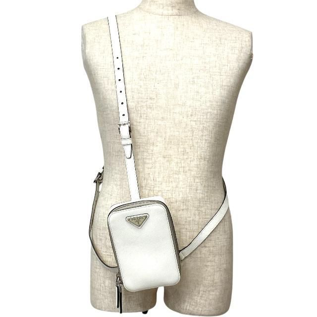 Prada 2 Vz039 Shoulder Bag Body Mini Triangle Logo Leather White — view 7