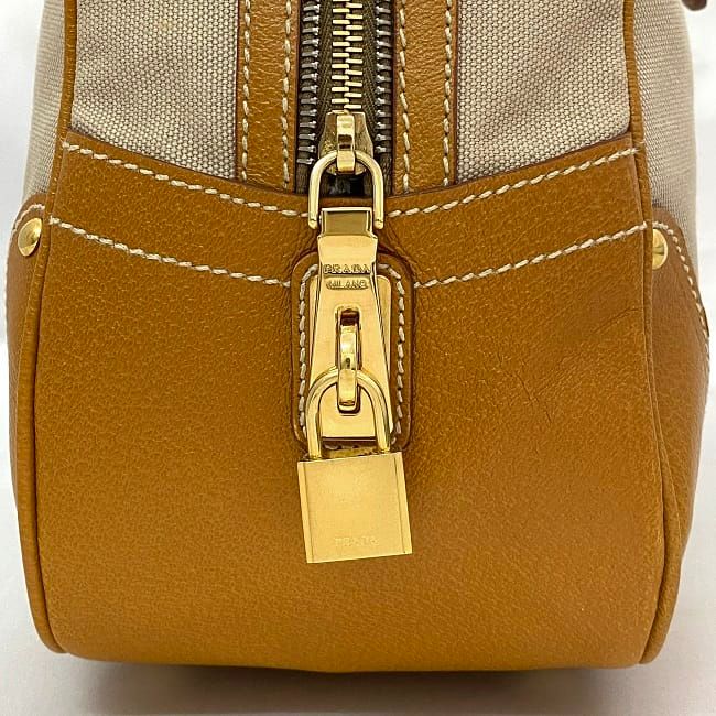 Prada 2-Way Boston Bag Beige Orange Corda Cuoio — view 5