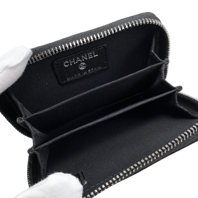 Chanel Card Case Coin Chain Me Purse Quilted Goatskin Coco Mark — view 7