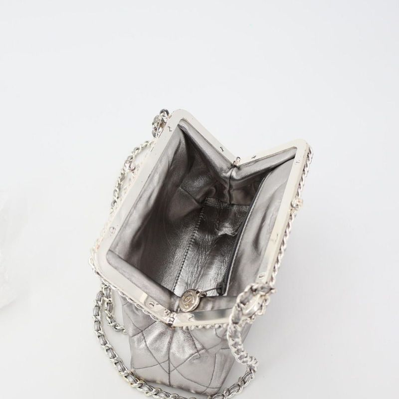 Chanel Fishmouth Chain Shoulder Bag Silver Vintage 3 rd — view 9