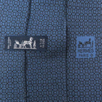 Hermes 7695 OA 100% Silk Geometric Pattern Wide Tie Blue — view 6