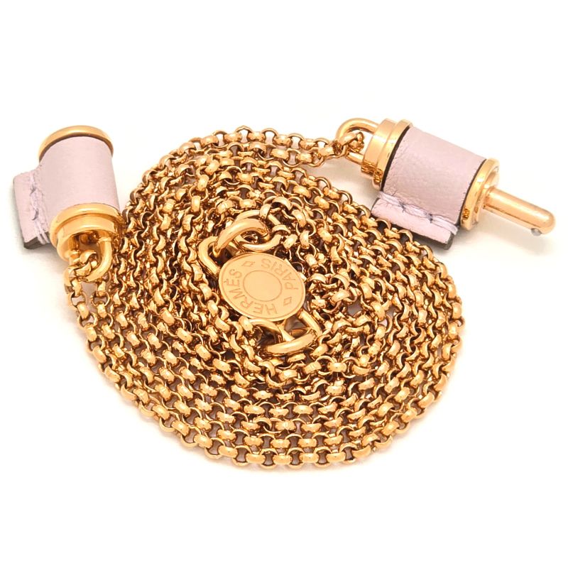 Hermes Charnieres PM Necklace Swift Leather Gold Color Metal Neck Circumference — view 7
