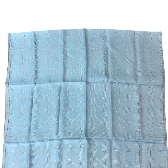 Christian Dior I631 Cannage Jacquard Stole Silk Large Light Blue Shawl — view 4