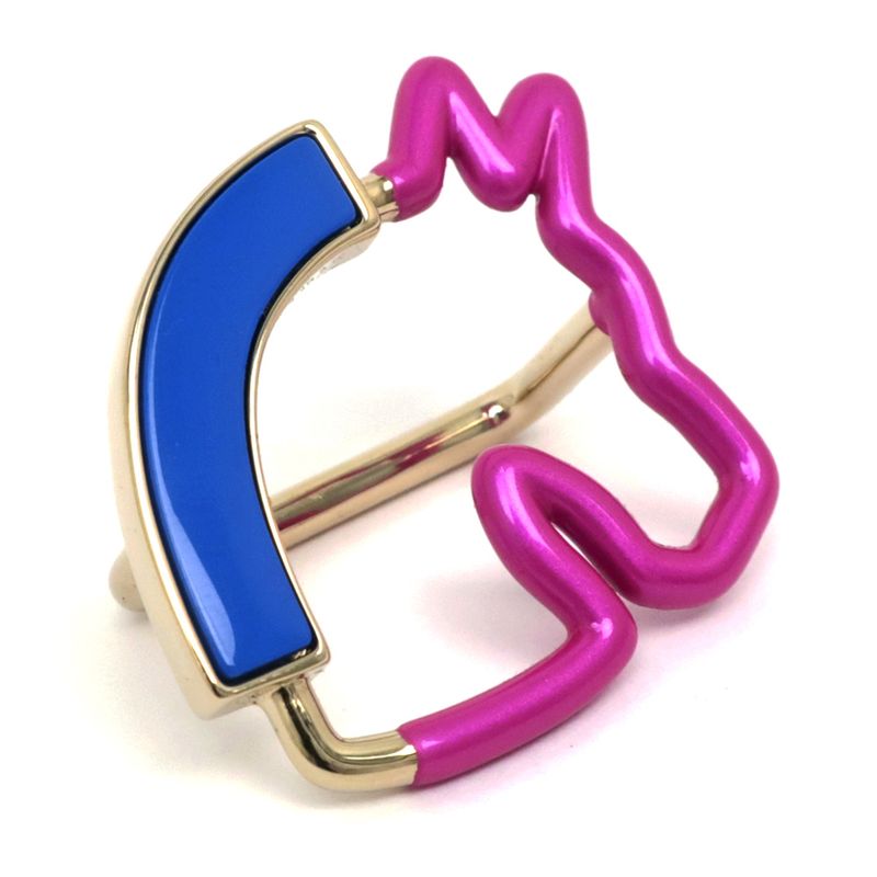 Hermes Scarf Ring Cheval Neon Pink Blue Gold Hardware Accessories — view 2