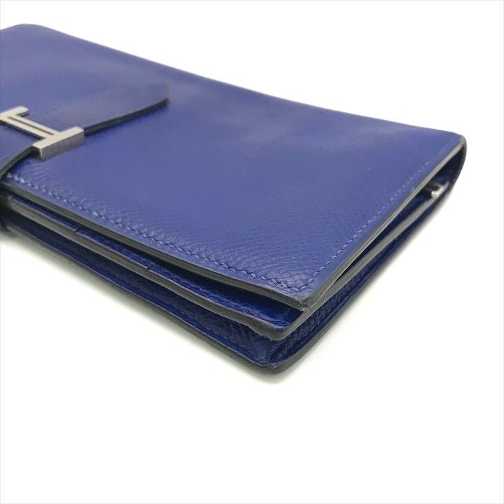Hermes Epsom Bearn Souffle Blue Wallet Bifold — view 5