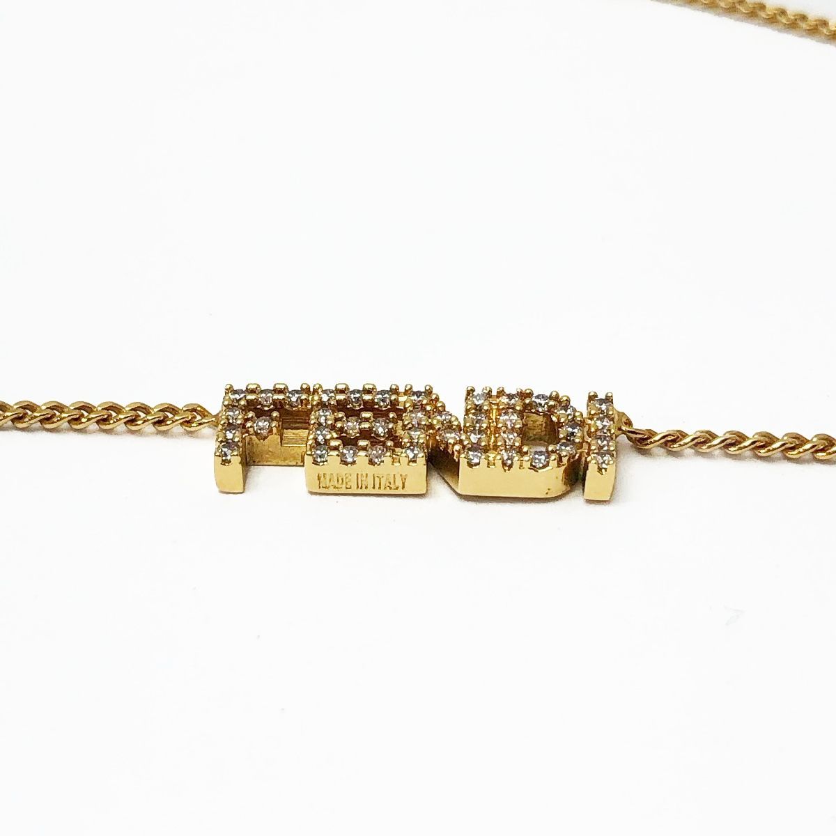 Fendi Logo Necklace Graffiti Zircon Gold — view 4