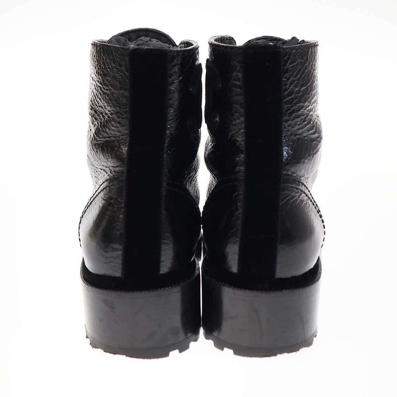 Chanel 21 a Cocomer Cles Lace-Up Boots with Pearls Black 38 — view 5